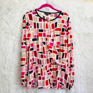 Ellen Tracy Tunic Top Faux Wrap Flare Bottom M